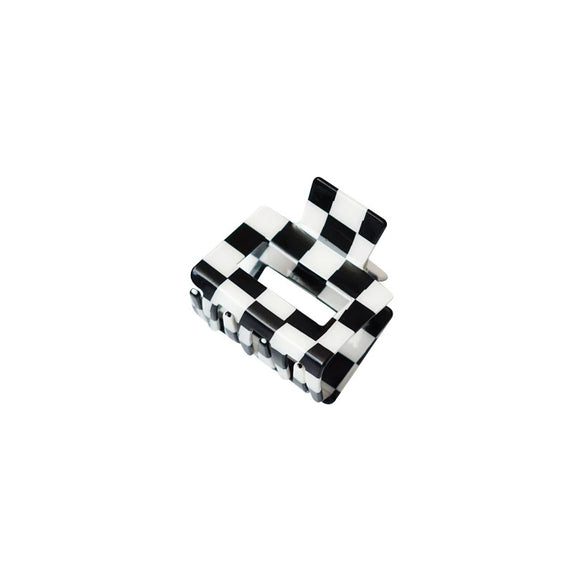 Jewelry Pvc Simple Checkerboard Handmade Hair Grab Clip For Women