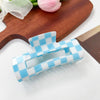 Jewelry Pvc Simple Checkerboard Handmade Hair Grab Clip For Women