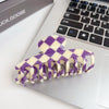 Jewelry Pvc Simple Checkerboard Handmade Hair Grab Clip For Women