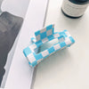 Jewelry Pvc Simple Checkerboard Handmade Hair Grab Clip For Women