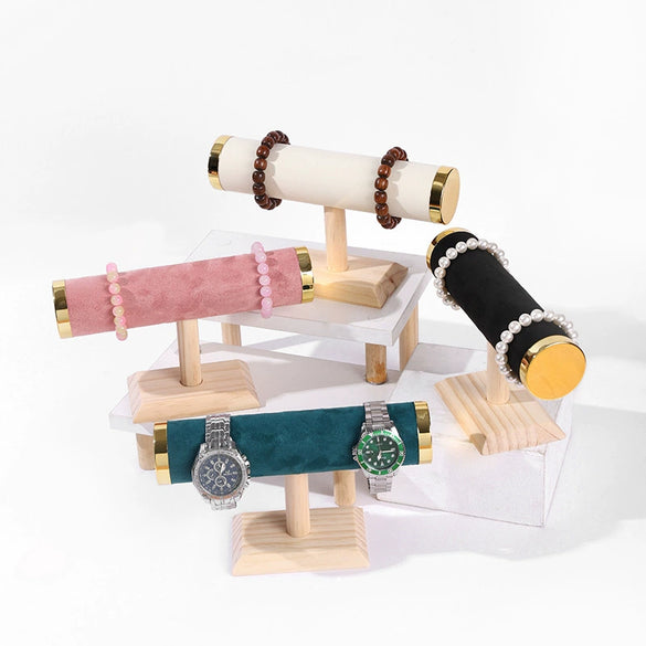 Jewelry Rack Bracelet Watch Display Storage Rack Solid Wood Splicing Single Layer Highend