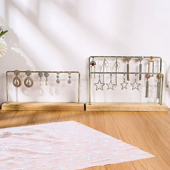 Jewelry Rack Iron Metal Solid Wood Three Layers Highend Art Design