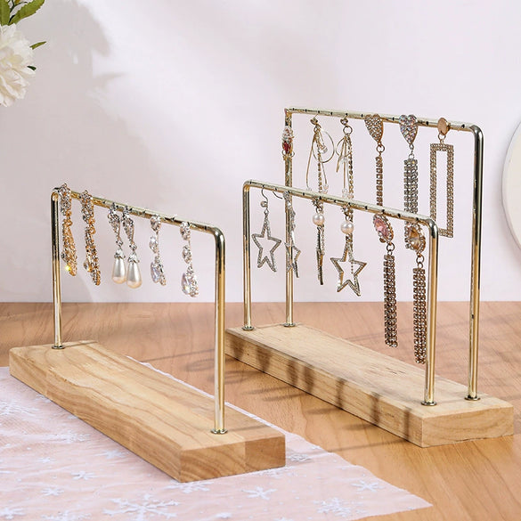 Jewelry Rack Iron Metal Solid Wood Three Layers Highend Art Design