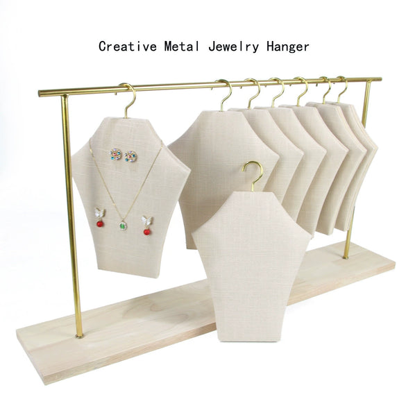 Jewelry Rack Metal Wrought Iron Solid Wood Advanced Sense Hanger Shaped For Necklace Ear Studs Display