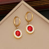 Jewelry Red Zircon Pearl Double Cuban Chain Stainless Steel Clavicle Necklace Electroplated
