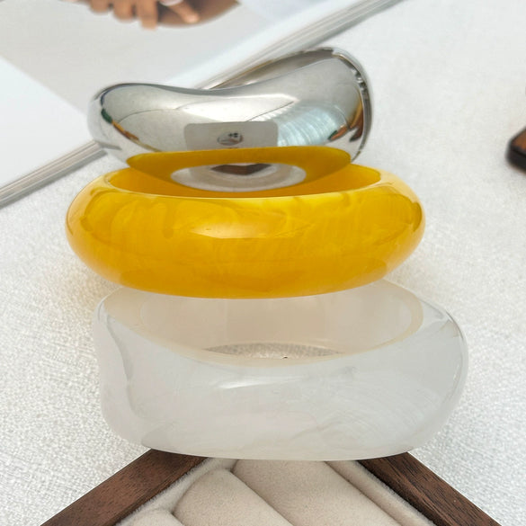 Jewelry Resin Geometric Glossy Light Luxury Elegant Polish Bracelet For Women