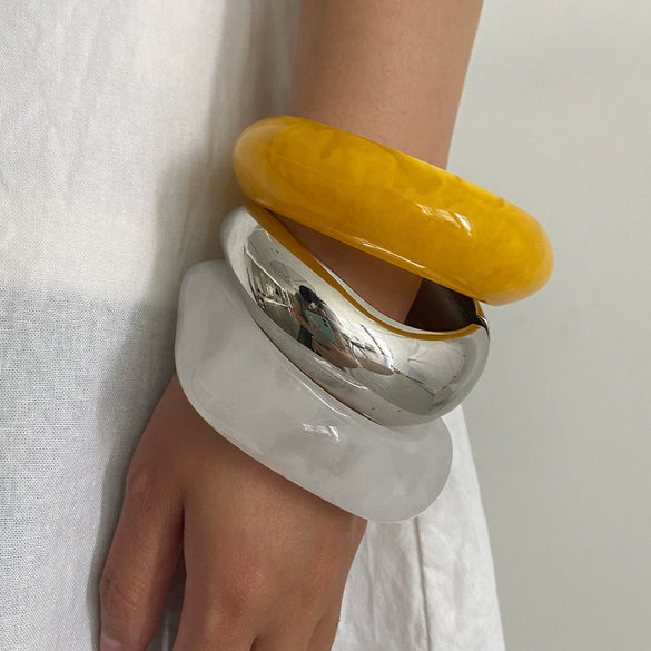 Jewelry Resin Geometric Glossy Light Luxury Elegant Polish Bracelet For Women