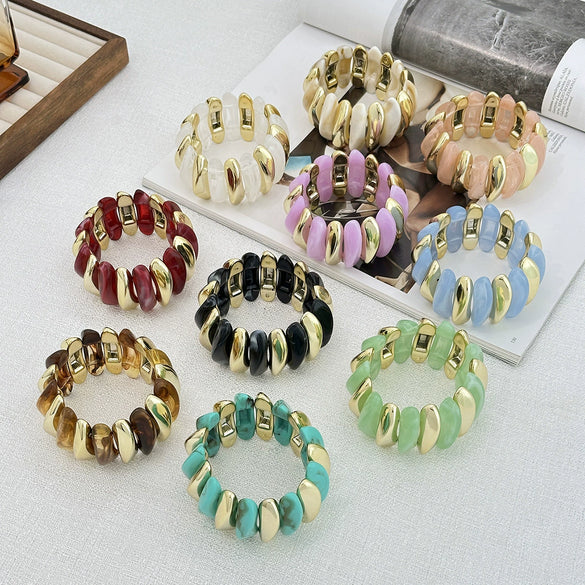 Jewelry Resin Handmade Geometric Elastic Bracelet For Women