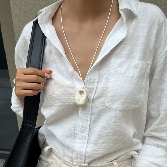 Jewelry Resin Pendant Necklace Geometric Style Handmade Leather Wax Thread And Wax Rope