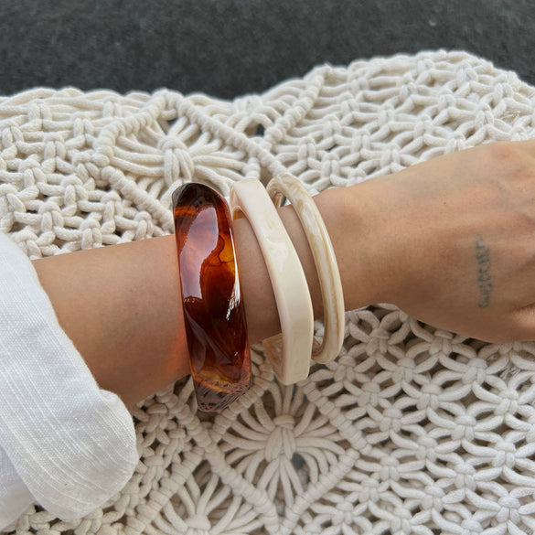 Jewelry Resin Simple Retro Geometric Handmade Square Bracelet And Plain Ring