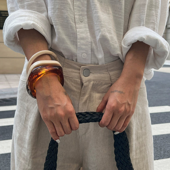 Jewelry Resin Simple Retro Geometric Handmade Square Bracelet And Plain Ring