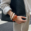 Jewelry Resin Simple Retro Geometric Handmade Square Bracelet And Plain Ring