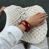 Jewelry Resin Wide Bracelet French Retro Geometric Round Curved Handmade For Women