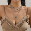 Jewelry Retro Alloy Necklace With Imitation Turquoise And Cactus Pendant Electroplated For Women