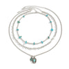 Jewelry Retro Alloy Necklace With Imitation Turquoise And Cactus Pendant Electroplated For Women