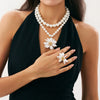 Jewelry Retro Baroque Style Handmade Imitation Pearl Flower Pendant Necklace