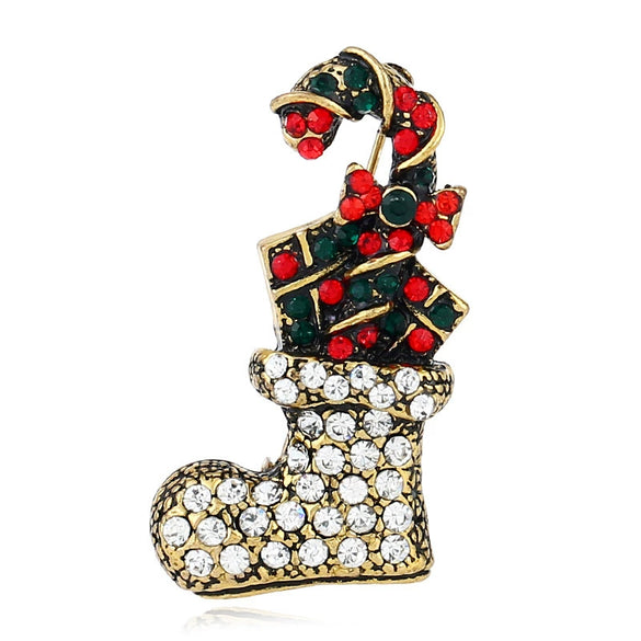 Jewelry Retro Christmas Brooch Rhinestone Geometric Diamond Design