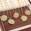 Jewelry Retro Color Crystal Winding Round Geometric Pendant Necklace Copper Titanium Steel Electroplating