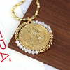 Jewelry Retro Color Crystal Winding Round Geometric Pendant Necklace Copper Titanium Steel Electroplating