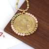 Jewelry Retro Color Crystal Winding Round Geometric Pendant Necklace Copper Titanium Steel Electroplating