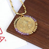 Jewelry Retro Color Crystal Winding Round Geometric Pendant Necklace Copper Titanium Steel Electroplating