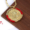 Jewelry Retro Color Crystal Winding Round Geometric Pendant Necklace Copper Titanium Steel Electroplating