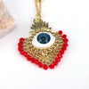 Jewelry Retro Design Devil's Eye Crystal Copper Resin Geometric Peach Heart Pendant Goldplated Ball Chain Necklace