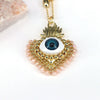 Jewelry Retro Design Devil's Eye Crystal Copper Resin Geometric Peach Heart Pendant Goldplated Ball Chain Necklace