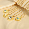 Jewelry Retro Devil's Eye 316L Stainless Steel Gold Plated Copper Necklace For Women With Geometric Pattern