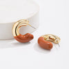 Jewelry Retro Drop Cshaped Geometric Stainless Steel Electroplated Women's Earrings