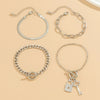 Jewelry Retro Fashion Metal Snake Bone Chain Bracelet With Lockshaped Key And Geometric Pattern Iron Chain Copper Chain Alloy Rhinestone Electroplated