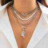 Jewelry Retro Fashion Metal Snake Bone Chain Bracelet With Lockshaped Key And Geometric Pattern Iron Chain Copper Chain Alloy Rhinestone Electroplated