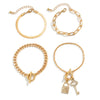 Jewelry Retro Fashion Metal Snake Bone Chain Bracelet With Lockshaped Key And Geometric Pattern Iron Chain Copper Chain Alloy Rhinestone Electroplated
