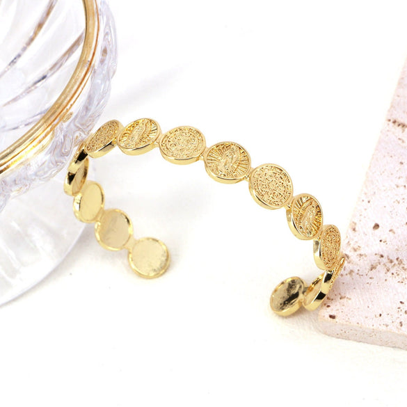 Jewelry Retro Fashion Simple Brass Goldplated Religious Adjustable Bracelets Geometric Light Luxury Style