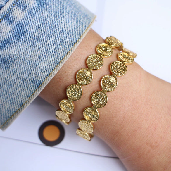 Jewelry Retro Fashion Simple Brass Goldplated Religious Adjustable Bracelets Geometric Light Luxury Style