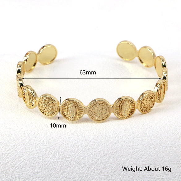 Jewelry Retro Fashion Simple Brass Goldplated Religious Adjustable Bracelets Geometric Light Luxury Style