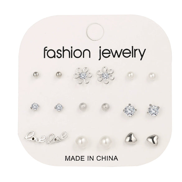 Jewelry Retro Geometric Crystal Alloy English Alphabet Butterfly Woven Round Earrings Set