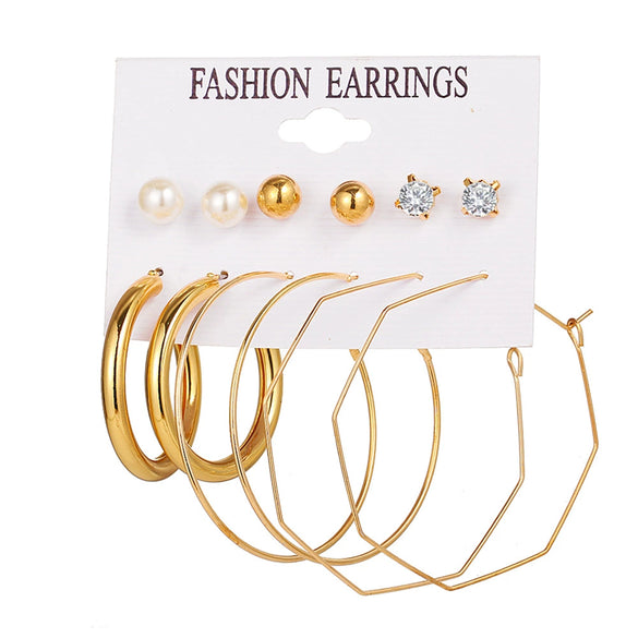 Jewelry Retro Geometric Crystal Alloy English Alphabet Butterfly Woven Round Earrings Set
