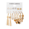 Jewelry Retro Geometric Crystal Alloy English Alphabet Butterfly Woven Round Earrings Set