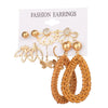 Jewelry Retro Geometric Crystal Alloy English Alphabet Butterfly Woven Round Earrings Set