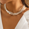 Jewelry Retro Imitation Pearl Geometric Ball Chain Necklaces For Women