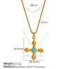 Jewelry Retro Joker Creative Cross 316L Stainless Steel Inlaid Tiger Eye Stone Electroplated Pendant Necklace Earrings For Women