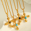 Jewelry Retro Joker Creative Cross 316L Stainless Steel Inlaid Tiger Eye Stone Electroplated Pendant Necklace Earrings For Women
