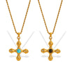 Jewelry Retro Joker Creative Cross 316L Stainless Steel Inlaid Tiger Eye Stone Electroplated Pendant Necklace Earrings For Women