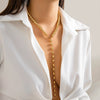 Jewelry Retro Round Beaded Chain Imitation Pearl Tassel Metal Ball Chain Necklace