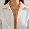Jewelry Retro Round Beaded Chain Imitation Pearl Tassel Metal Ball Chain Necklace