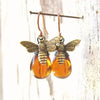 Jewelry Retro Small Bee Water Drop Alloy Electroplated Earrings