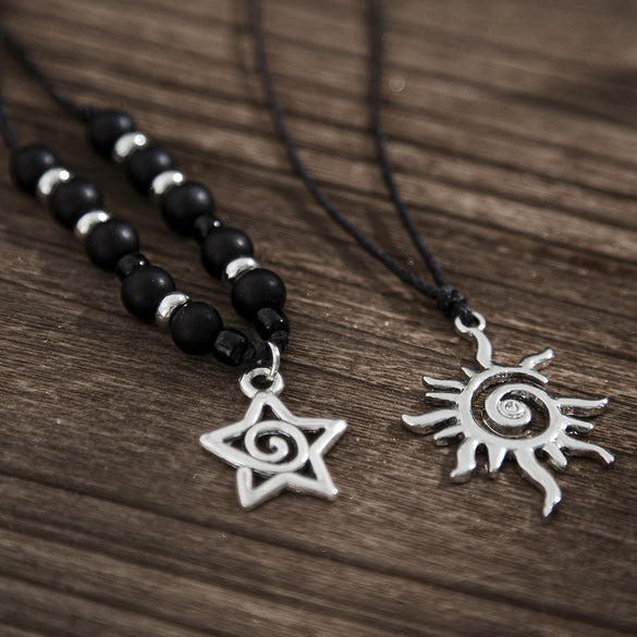 Jewelry Retro Star Pendant Necklace Metal Alloy Wax Line Electroplated