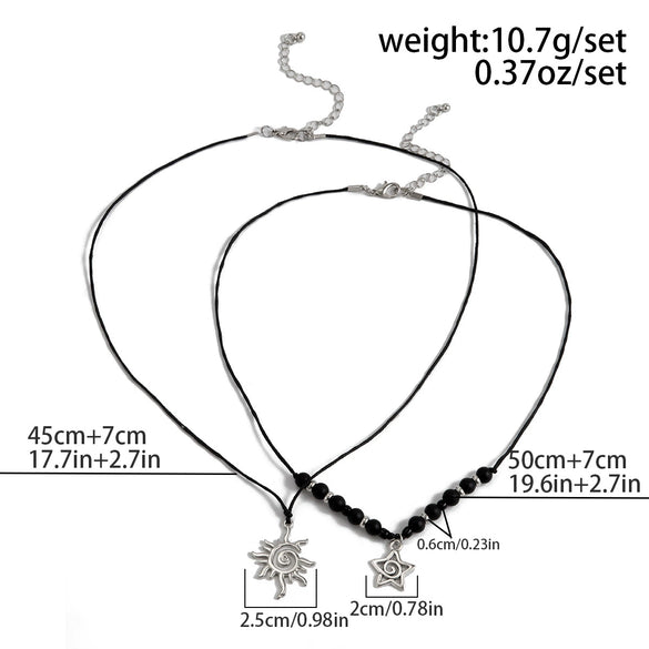 Jewelry Retro Star Pendant Necklace Metal Alloy Wax Line Electroplated