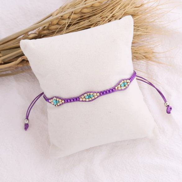 Jewelry Rice Bead Braided Leaves Pattern Women's Bracelet